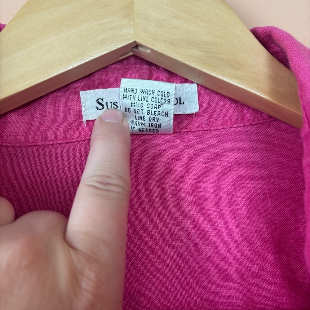 Susan Bristol Women’s Pink 100% Linen Blouse XL Beach Lagenlook - Picture 4 of 13